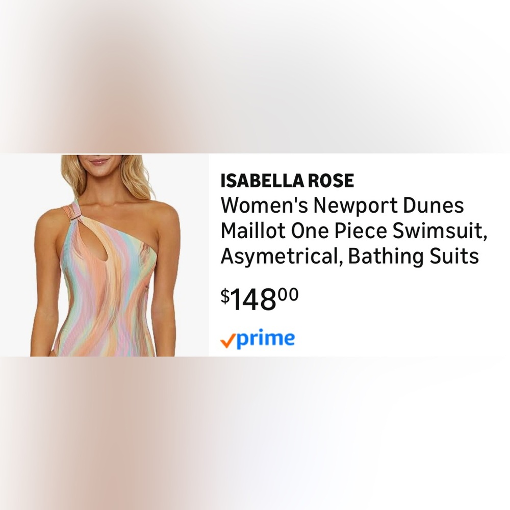 LARGE NWT Asymmetrical Pastel Striped Women's One Piece Bikini pink multi color - Picture 6 of 6